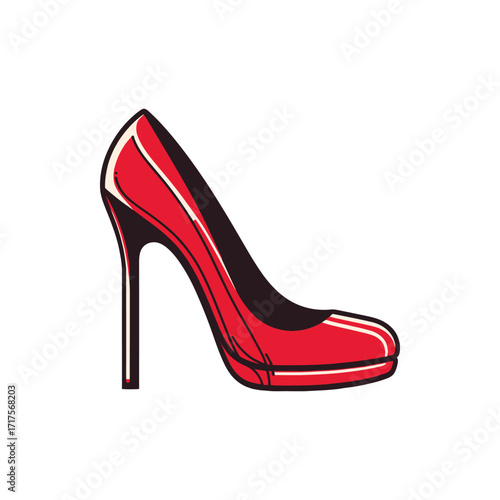 Stylish red high heel shoe design, showcasing elegance and fashion in a minimalist style