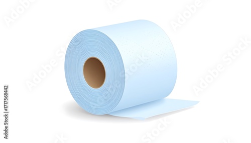 Rolled Up Blue Toilet Paper.