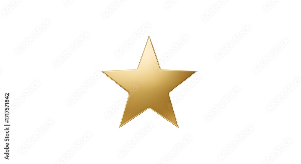 Obraz premium Single golden star shape isolated PNG with Transparent Background