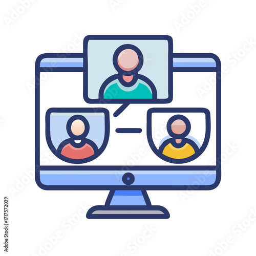 Online video conference computer icon