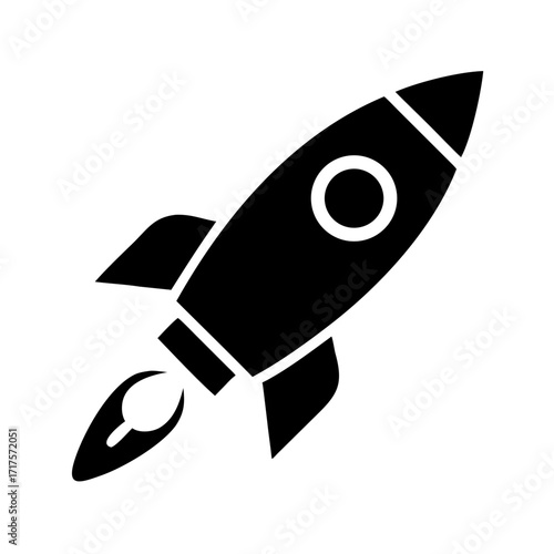 Black rocket launch silhouette icon