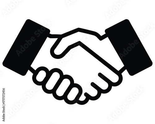 Handshake icon symbolizing agreement, partnership, and successful business deal in a clean, modern graphic style