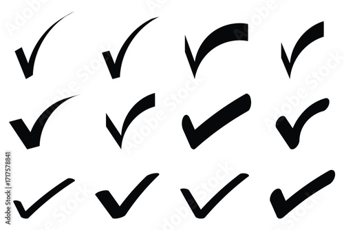 Check Mark Icons Collection – Tick, Checkbox, Approval, and Quality Symbols Vector Set