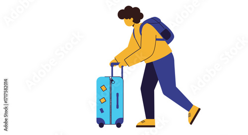 A Traveler's Journey Stylized Illustration Ready for Adventure