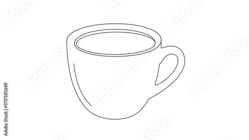 Simple outline of a coffee cup with empty space, ideal for minimalist design projects