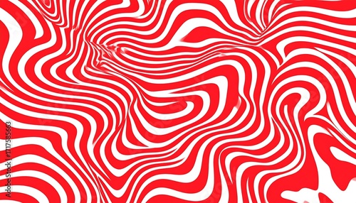 Abstract red and white wavy pattern