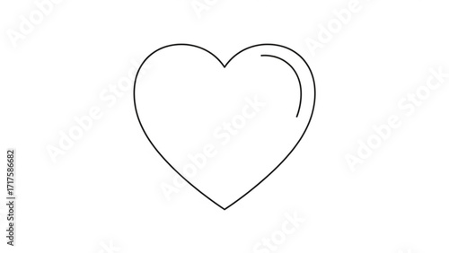 Simple outline of a heart shape on a white background, symbolizing love and affection