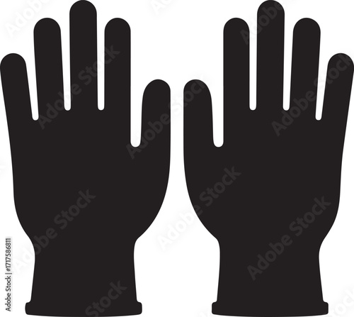 protective gloves silhouette on white background