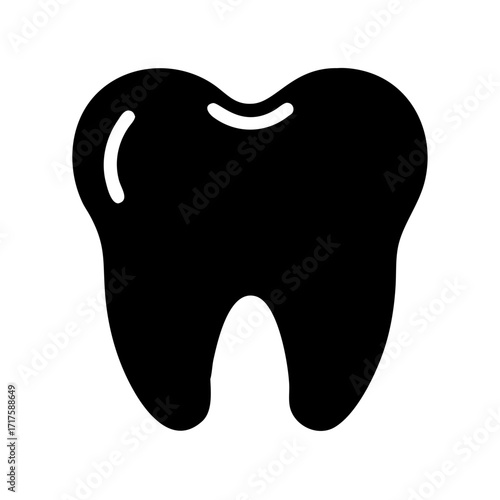 Tooth dental icon, solid black (Black Vector / Illustration Style)
