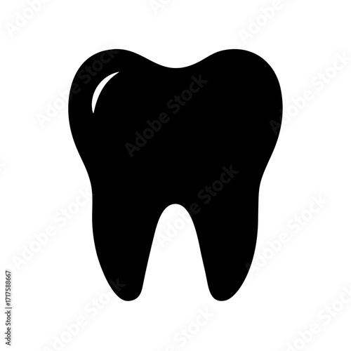 Tooth dental icon, solid black (Black Vector / Illustration Style)