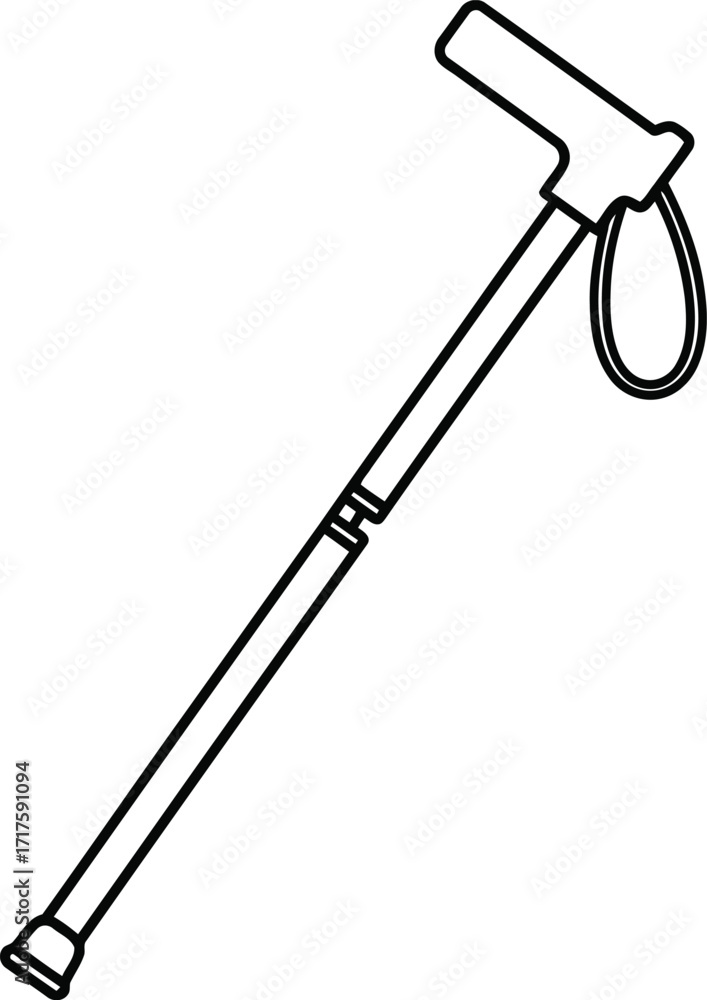 Obraz premium Adjustable walking cane with wrist strap vector line art vector