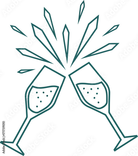Champagne toast celebration cheers toasted glasses sparkling wine vector