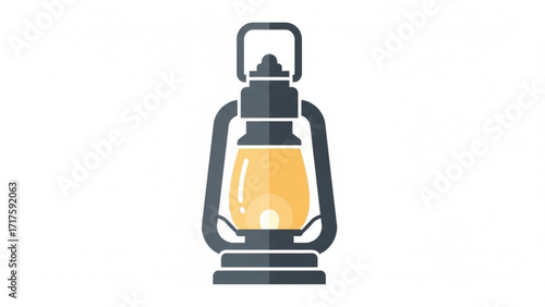 Vintage oil lantern glowing softly in a rustic setting, surrounded by warm, ambient light