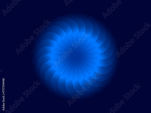 Blue abstract decorative element. Abstract spirograph element for decorative design. Blue sun light vector illustration.