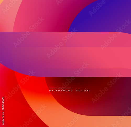Abstract gradients overlap creating vibrant color blocks. Smooth transitions define shapes, forming modern background design.