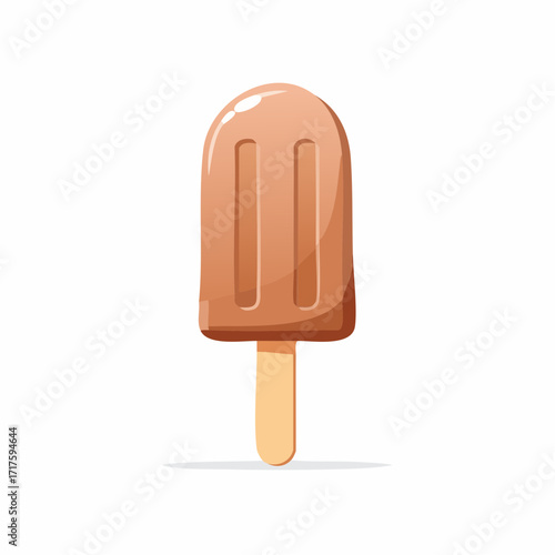 Minimal rounded chocolate popsicle icon with wooden stick. Ideal for food apps, menus, and summer graphics.
