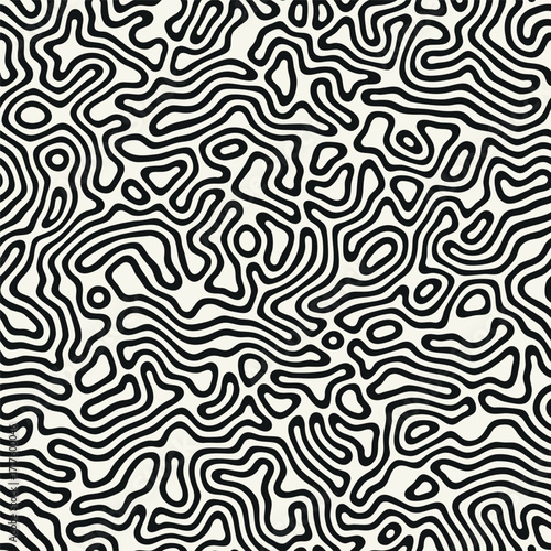 Vector seamless pattern. Free form organic shapes. Stylish structure of natural spots. Hand drawn abstract background. Can be used as swatch in Illustrator. Monochrome confused print.