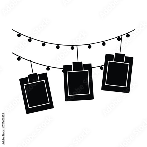 polaroid frames string lights