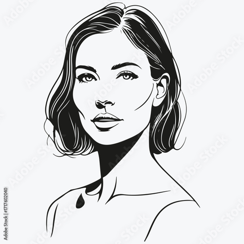 woman portrait sketch illustration vector