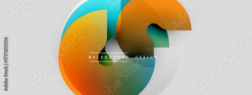 Abstract design features overlapping colorful circles. Gradient shades create dynamic visual effect. Modern background suitable for various projects.