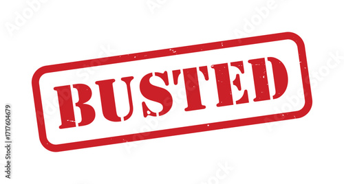 Busted red rubber stamp. Busted Grunge design with dust scratches.
Busted sign, logo, badge, icon, sticker, label, emblem, stamp, symbol isolated illustration.