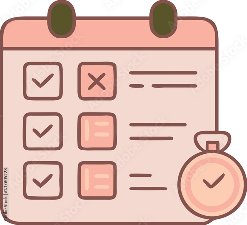Task Planner Icon with Checklist and Calendar Reminder style vector EPS file download