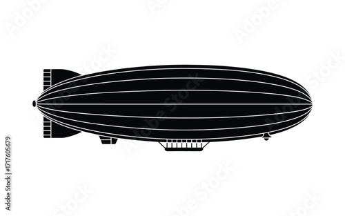 Stylized silhouette of a classic blimp or airship
