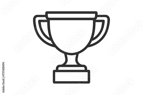 Trophy cup icon for winner. Linear vector illustration. Symbol of victory, success, achievement. Award for first place champion. Prize for competition or contest. Goal reward.