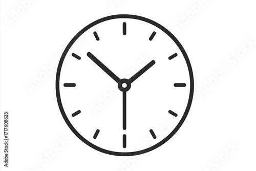 Simple clock face icon. Time symbol vector illustration. Flat outline pictogram for web design. Watch silhouette graphic. Timer, deadline, schedule, minute and hour concept.