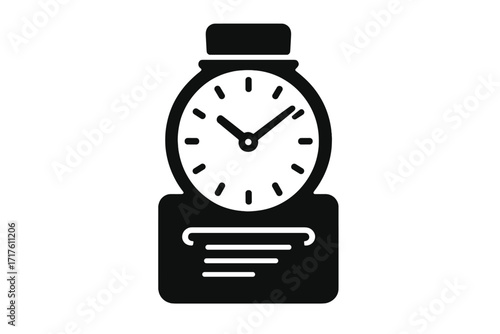 Time clock icon in linear style, vector cartoon illustration with transparent background, office work attendance tool, employee punch card machine, time tracking symbol