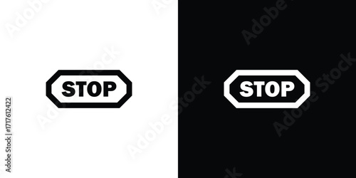 Stop sign icon in black and white contrast