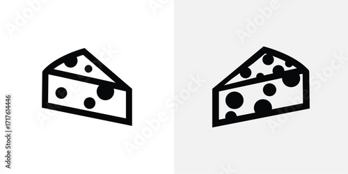 Simple line art icons of swiss cheese slices