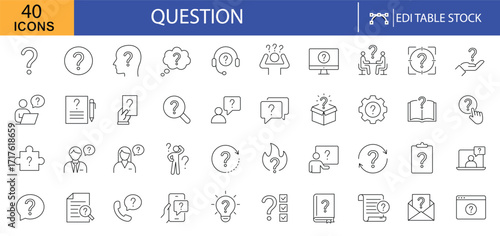 Question Icons – FAQ, Support, Knowledge Base, Assistance, Information, Guidance, Help Desk