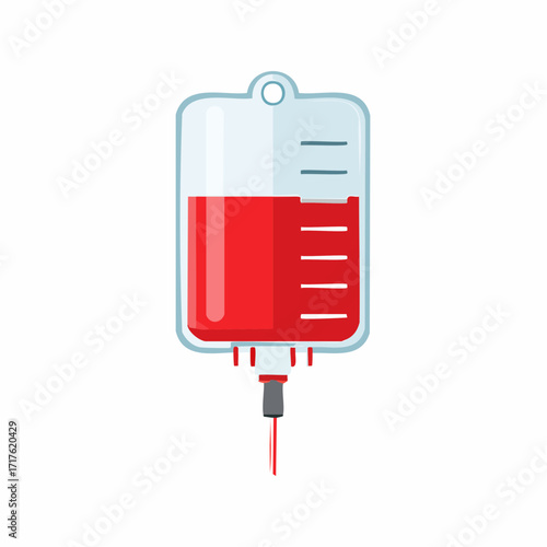 IV drip bag with red liquid medicine, illustration