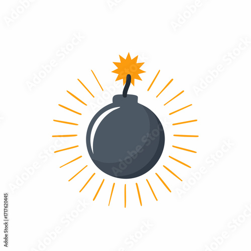 Cartoon bomb with lit fuse and bright orange glow indicating imminent explosion