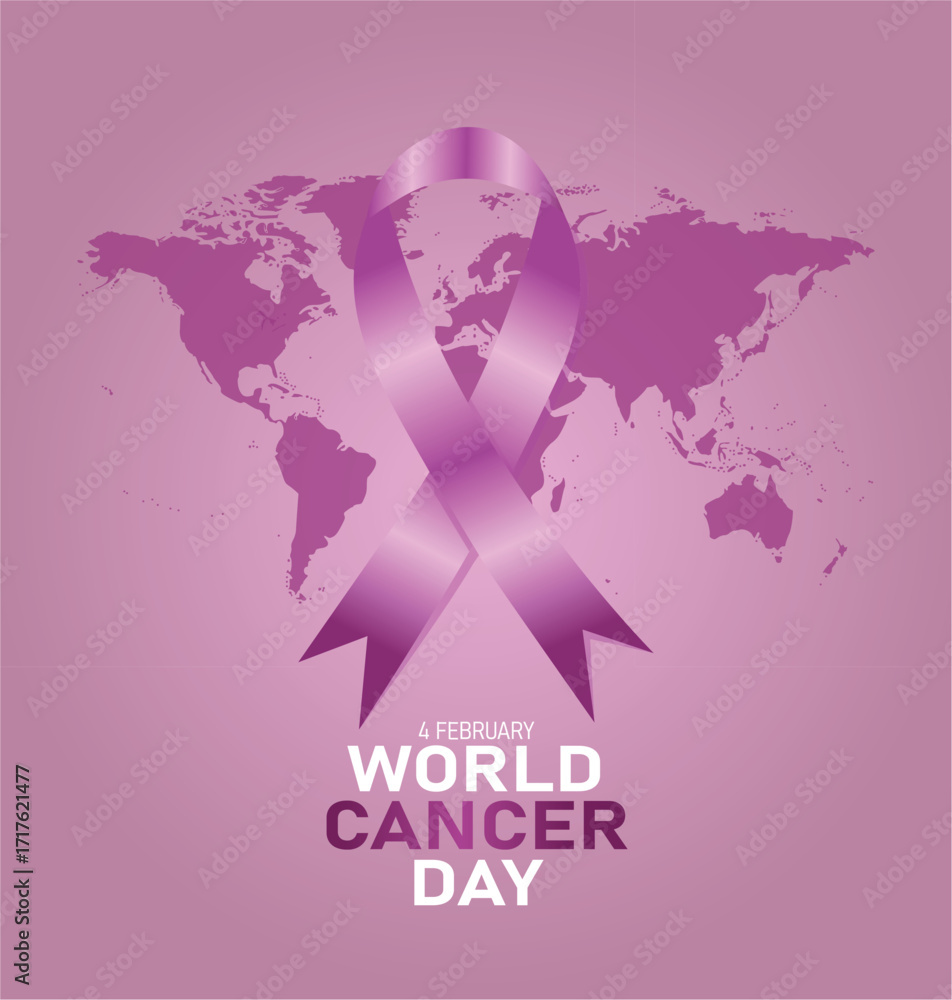 Fototapeta premium World Cancer Day with awareness ribbon cancer protection concept