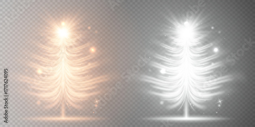 Glowing Christmas tree with light effect. EPS 10 vector.