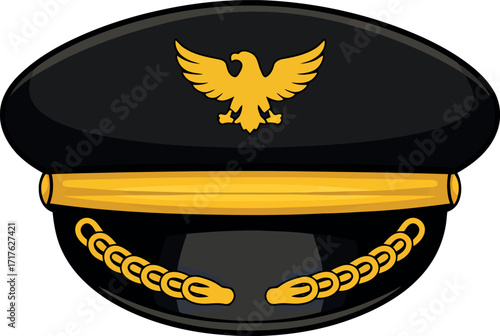 Pilot captain hat with golden eagle emblem professional uniform accessory vector