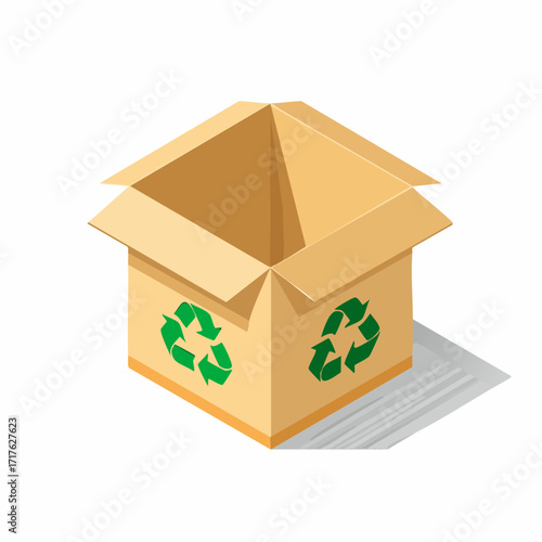 Cardboard Box with Recycling Symbol Sustainable Packaging and Environmental Responsibility