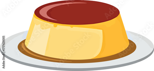 Delicious caramel custard dessert isolated sweet treat vector