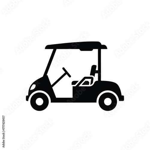 Vector illustration of black silhouette of a golf cart