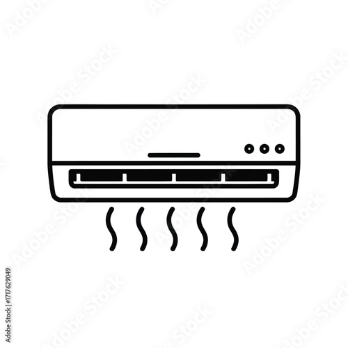 Vector illustration of air conditioner unit blowing cool air