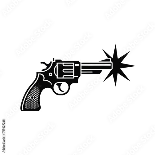 Minimalist black and white revolver icon illustration vector scalable eps graphic silhouette vector illustration white background