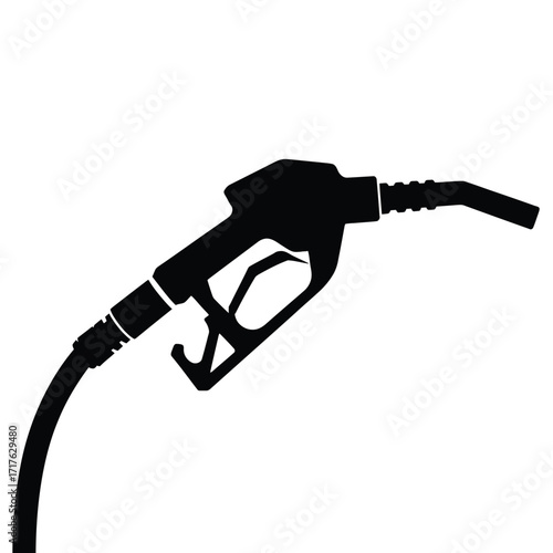 Gas pump nozzle silhouette vector illustration for fueling and energy transportation silhouette vector illustration white background