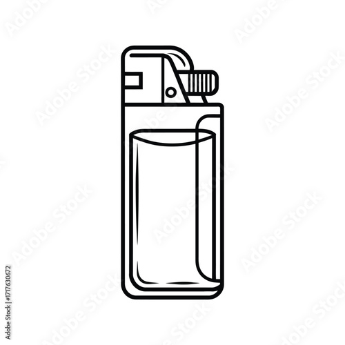 Simple black and white line drawing of a disposable lighter vector illustration silhouette vector illustration white background