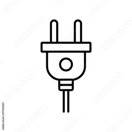 Simple electrical plug vector icon scalable line art for power and energy concepts silhouette vector illustration white background