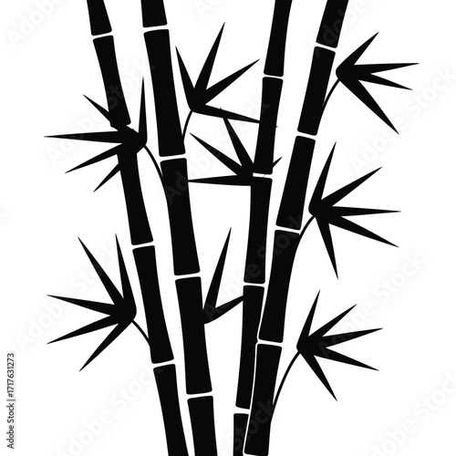 Stylized black and white bamboo illustration vector graphic for eps files silhouette vector illustration white background