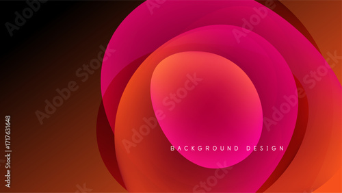 Abstract circles blend vibrant pinks, oranges, reds against black backdrop. Gradient effect creates depth, modern visual appeal.
