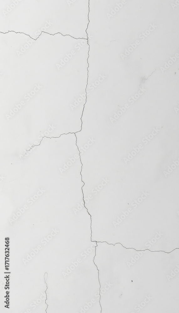 Fototapeta premium Minimalist image of intersecting cracks on a monochromatic wall surface creating a visual texture for design or background purposes