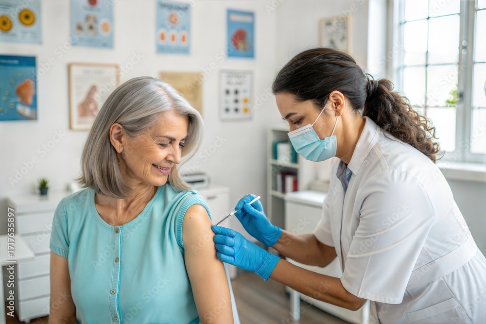 Fototapeta premium Woman received a vaccine